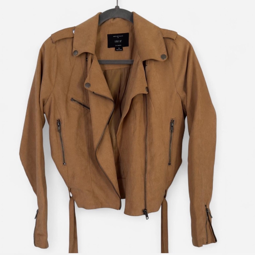 Brown Faux Suede Women's Moto Jacket